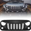 Front Grill for Wrangler JK JKU 2 & 4 Door 2007-2018 Rubicon Sahara Sport Black Grid Grille w/Mesh (Transformer)