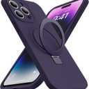 Designed for iPhone 14 Pro Case with Magnetic Invisible Stand Compatible with Mag-Safe Military Drop Tested Shockproof Silicone Phone Cases for Women Men 6.1'', Purple
