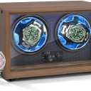 Ultra Quiet Watch Winder for Automatic Watches, Safe Bedroom Double Watch Winder with Near 0dB Motor & Stable DC Adapter for Watch Collection (Black Walnut)