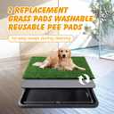 Dog Grass Pad with Tray, 35x23in Dogs Potty Tray with 2-Pack Replacement Artificial Grass and 2 Washable Reusable Pee Pads ,Dog Litter Box for Pet Training,Indoor Portable Pottys Pet Toilet