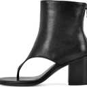Women's Flip Flops Round Toe Sandal Boots Solid Color Back Zipper Block Heels 7.5