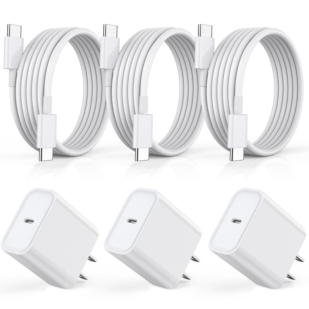 Fast Charger for iPhone 17 16 15, 3Pack USB C iPad Charge PD Fast Charger Block 6FT Long USBC to Type C i Phone Charging Cable Cord for iPhone 17 Air/Pro/Pro Max/16 Pro/Plus/15/15 Pro/Pro Max,iPad Pro