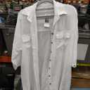 Long Button Down Bikini Cover Up Shirt, Small