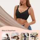 Bras for Women No Underwire Wireless Bras with Support & Lift Seamless Scalloped Full Coverage Tshirt Bra (Black, S)
