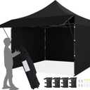 Yaheetech 10x10 Pop up Commercial Canopy Tent with 3 Removable Sidewalls & Awning, Portable Freestanding Shelter, Outdoor Heavy Duty Party Canopies W/Roller Bag, 4 Sandbags, Stakes & Ropes, Black