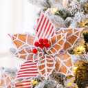 10 Pcs Large Gingerbread Poinsettia Christmas Decorations 9.8" Jumbo Gingerbread Flowers Tree Picks Ginger Bread Christmas Tree Ornaments for Xmas New Year Wreath Garland Home Vase Decor