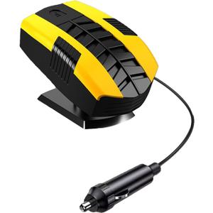 2in1 Portable Car Heater & Cooler Fan, 12V Fast Windshield Defroster and Defogger with 360° Rotation, Plugs into Cigarette Lighter
