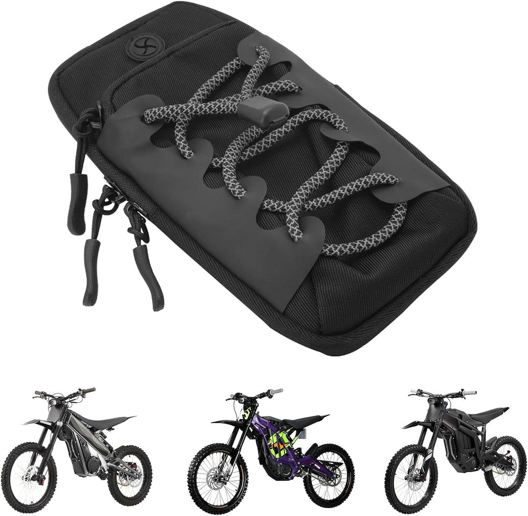 Funparts Electric Dirt Bike Bag Front Frame Bag Universal for Sur Ron Surron LBX Tuttio Soleil 01 E-Ride Pro SS/S Rawrr Mantis,Fit for ID Phone Key Garage Door Opener Black