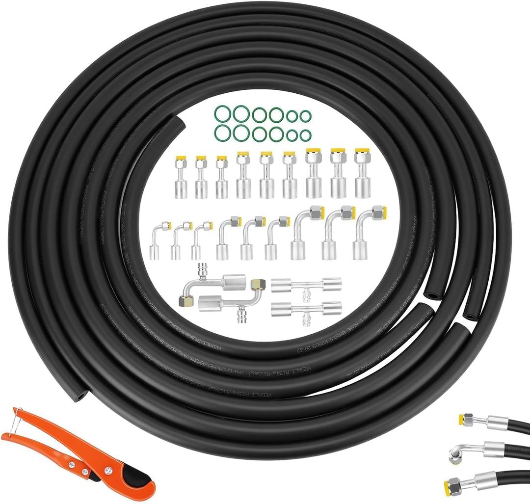 27PCS 9.8ft Air Conditioning Hose and Fitting Kit with pipe cutter