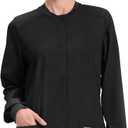 Cherokee Scrub for Women Snap Front Jacket with 3 Pockets, Fade Resistant, 2-Way Stretch, Soft & Durable Fabric (XX-Small, Black)