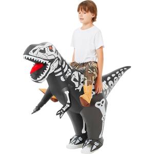 COMIN Inflatable Dinosaur Costume Kids Ride-on Inflatables Blow Up Dino Costume Skeleton Funny Dress for Halloween Party (36'')