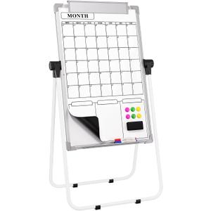 MaxGear Large Whiteboard with Stand 36" x 24" Double-Sided Easel Whiteboard Monthly Calendar,Height Adjustable, Foldable, Portable Dry Erase Board for Home, Office, Classroom Planning, Teaching