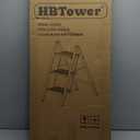 HBTower Step Ladder,Lightweight Aluminum Folding Step Stool with Anti-Slip Wide Pedal,330lbs Capacity Step Ladder for Household,Kitchen,Office - BlackWoodgrain