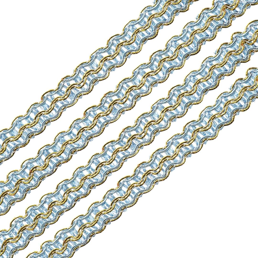 uxcell Braid Gimp Trim 3/8" x 13 Yards Polyester Upholstery Trim Decorative Woven Fabric Ribbon Trim for DIY Craft Sewing Accessories Costume Home Decoration, Gold Blue