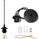 Industrial Mini Pendant Light Kit, Edison Retro Pendant, UL E26 Lamp Socket Vintage Pendant Light Cord, Mini Ceiling Hanging Light Fixtures, Adjustable Hanging Light Kit for Kitchen, Black
