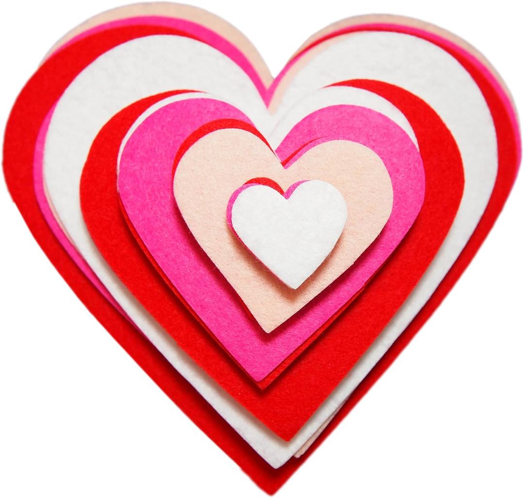Playfully Ever After 1 to 6 inch Multi-Size Pack Stiff Felt Hearts 18pc (Red, Pink, & White Combo)