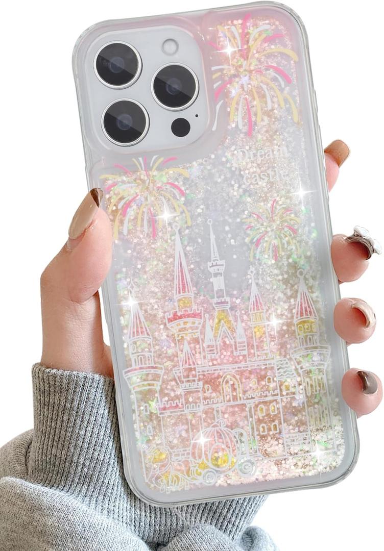 MrARTIST for iPhone 16 Pro Max Case - for Women Girls Cute Girly Kawaii Aesthetic Liquid Quicksand Sparkle Glitter Bling Shiny Sparkly Unique Design Funda Phone Cover for Apple 16 Promax