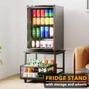 SpaceAid Mini Fridge Stand with Storage, 19.7" W x 19.7" D Heavy Duty Mobile Refrigerator Shelf Stand Table with Wheels, Fridge Cart Organizer with Drawer Basket for Home Dorm Office (Black), 2 Tiers