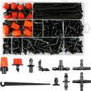 246 Pcs Drip Irrigation Fittings Kit for 1/4" Tubing, 1/4 Inch Drip Line Parts Barbed Connectors (Coupling, Tee, Elbow, End Plug, Cross, Single Barb, Nozzle, Nozzle Tee, Dripper, Drip Stake)