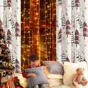 Topfinel Christmas Curtains 84 Inch Length for Living Room 2 Panels Set,Grommet Xmas Decoration Window Curtains with Christmas Tree and Snowflake Print for Bedroom,Set of 2,52x84 Inches Long,White