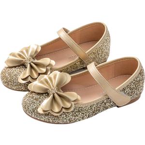 Flower Girl Shoes Wedding Party Princess Shoes Girls Dress Shoes for Kid Toddler (Beige)