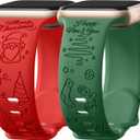 Odbeai Christmas Bands Compatible with Apple Watch Bands for Women 40mm 41mm 38mm 42mm 44mm 45mm 49mm, Cute Holiday Festival Soft Silicone Laser Strap for iWatch Bands All Series 9 8 7 6 5 4 3 2 1 SE (E-Red+Green)