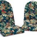 Indoor/Outdoor Adirondack Chair Cushions 44 x 19 x 4 Inch, Tufted Outdoor Rocking Chair Cushion, Anti-Slip High Back Patio Chair Cushions, Set of 2, Peacock Blue