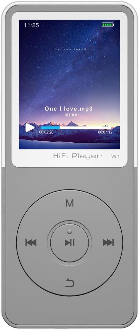 Mp3 Player with Bluetooth Music Players,Portable Mp3/Mp4 Players with Video,Voice Record,Fm Radio,E-Book,Photo Viewer,Alarm Clock,1.8" HD Screen MP3 Player with SD Card Slot (White 64GB)