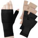 Geyoga 4 Pcs Palm Brace Wrist Support Sleeves for Men Women Everyday Use Wrist Brace Compression Carpal Tunnel for Hand Pain Relief, Fitness Gloves, Sports Glove(Black, Nude Color,5.1-5.9 Inch) (Large)