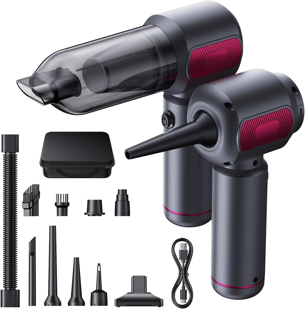 REWONDER Car Vacuum Cleaner High Power, 22000Pa Vacuum Cleaner & 110000RPM Air Duster, Handheld Vacuum with 7800mAh Battery Car Detailing Vacuum, Storage Bag & Multi-Nozzles for Car, Home