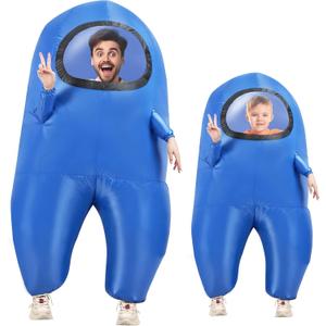 astronaut costume inflatable costume Funny Halloween Spacesuit Party School Masquerade Game Fans (Adults (155-195cm), Blue)