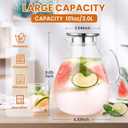 SUSTEAS 3 Litre 101oz Glass Pitcher Jar with Lid and Nozzle, 3.17Quart Cold/Hot Water Glass Water Bottle, Ice Tea for Refrigerator, Large Water Jar for Juice, Milk, Coffee or Homemade Drinks