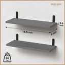 RICHER HOUSE Rustic Wood Bathroom Shelves Set of 2, Farmhouse Style Floating Shelf for Wall Dcor, Hanging Shelves for Bedroom, Storage, Kitchen, Living Room - Grey
