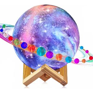 LOGROTATE Moon Lamp, Kids Night Light, 16 Colors Galaxy Lamp 3D Printing LED Moon Light with Stand, Remote&Touch Control, USB Rechargeable Gift for Women Kids Birthday, Bedroom Home Decor, 5.98 inch
