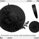 dressfan Fascinator Hats for Women,Linen Vintage Feather Headwear for Derby/Church/Wedding/Cocktail/Tea Party (Black, M)