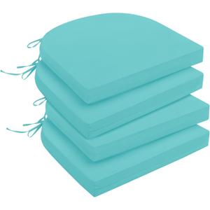 downluxe Outdoor Chair Cushions Set of 4 for Patio Furniture, Water-Resistant Patio Chair Cushions with Ties, High Density Foam Outdoor Seat Cushion, 17" X 16" X 2", Teal