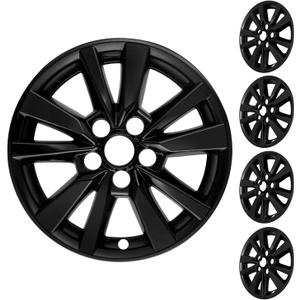 2025-2026 Toyota Camry Hybrid LE & Gas LE 16 Inch Wheel Skins, Gloss Black Snap-On Wheel Covers for Factory Alloy Wheels, OEM# 42611-AQ010, Set of 4