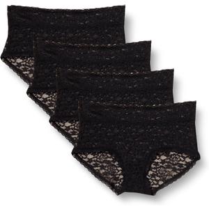 Amazon Essentials Women's Comfortable Lace Stretch Hipster Underwear, Pack of 4 (Large, Black)