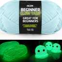 120g Blue Glow in The Dark Yarn for Crocheting and Knitting; 120m(144yds) Yarn for Beginners with Easy-to-See Stitches; Worsted-Weight Medium #4; Yarn for Beginners Crochet Kit Making