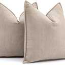 MIULEE Pack of 2 Beige Decorative Pillow Covers 18x18 Inch Soft Chenille Luxurious Couch Throw Pillows Farmhouse Cushion Covers with Elegant Design for Sofa Bedroom Living Room Home Decor