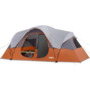 UNP Camping Tent 10-Person-Family Tents, Parties, Music Festival Tent, Big, Easy Up, 5 Large Mesh Windows, Double Layer, 2 Room, Waterproof, Weather Resistant, 18ft x 9ft x78in (Orange)