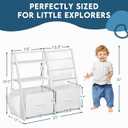 LOFTEY Kids Bookshelf and Toy Storage, Book Shelf for Kids Room, Toddler Montessori Bookshelf with 2 Drawers, Baby Book Shelf for Nursery, Toy Organizer, White