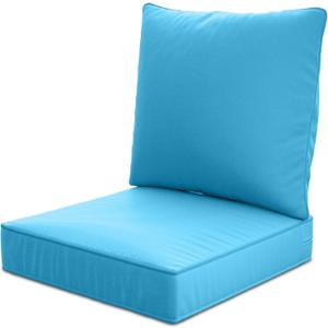 24" x 24" x 6" Outdoor Deep Seat Cushions Set - Waterproof & Fade Resistant Patio Furniture Replacement Cushions, Non-Slip Outdoor Cushions Fit Loveseats, Couches, Chairs, and Sofas.