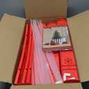 Christmas Tree Fence, Holiday Decoration Picket Fence Plastic PVC Heavy Duty, Small Fence Panel Around Artificial Real Xmas Trees, Fence Gate to Go, Freestanding Circle Barrier for Toddler Cats, Red (28 PCS)