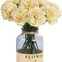 Artificial Carnation Flowers - 15pcs Fake Yellow Silk Flowers with Stems for Home Decor, Wedding, Bridal Bouquet, Anniversary, Birthday Floral Arrangements