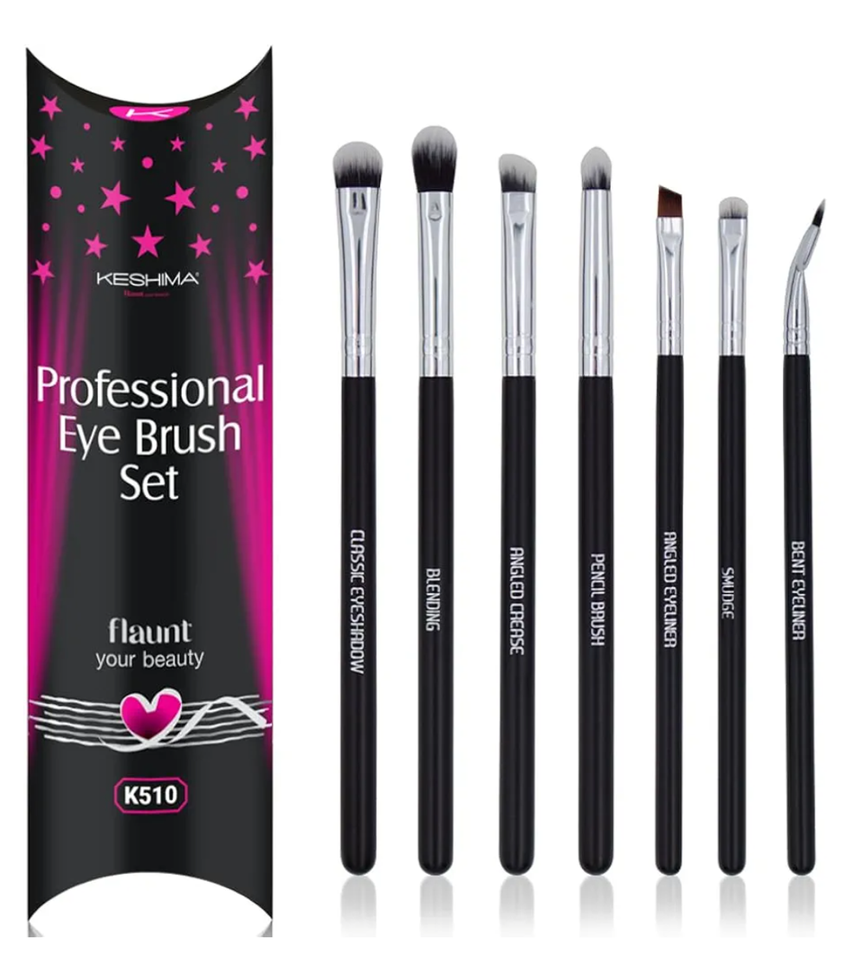 KESHIMA Professional Eye Makeup Brushes Set with Eyeshadow & Blending Brush, Smudge, Angled Crease, Pencil, Angled Eyeliner and Bent Eyeliner