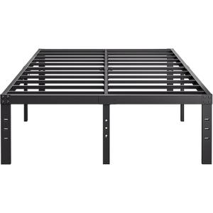 COMASACH 18-Inch Queen-Bed-Frame, Tall Heavy Duty Black Metal Bed Frames No Box-Spring Needed, Easy Assembly, Under Bed Storage, Noise Free Mattress-Foundation Support up to 4000Lbs