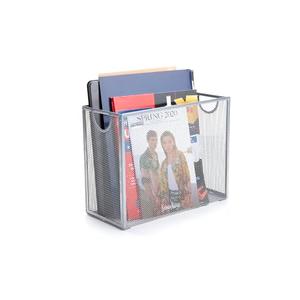 Vertical File Storage, Desktop Organizer, Hanging Files, Office, Metal Mesh, 12.25" L x 5.5" W x 10" H, Silver