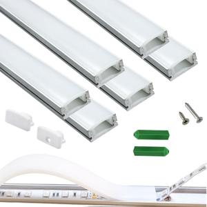 LED Strip Pre-Drilled U Channel Diffuser 6-Pack 3.28FT,Surface Mounted Tape Light Aluminum Track with Continuous Silicone Cover. Flush Installed Low Profile (Silver, 6X3.3FT)