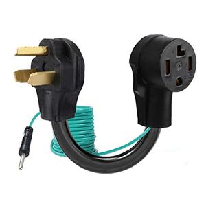 Eversimpleinc 4 to 3 Prong Dryer Adapter with Green Ground Wire - Connects New Dryer to Old Receptacle, 10-30P to 14-30R